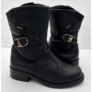 Sidi Lei Women's Size 8 Black Italian Grunge Leather Motorcycle Riding Boots